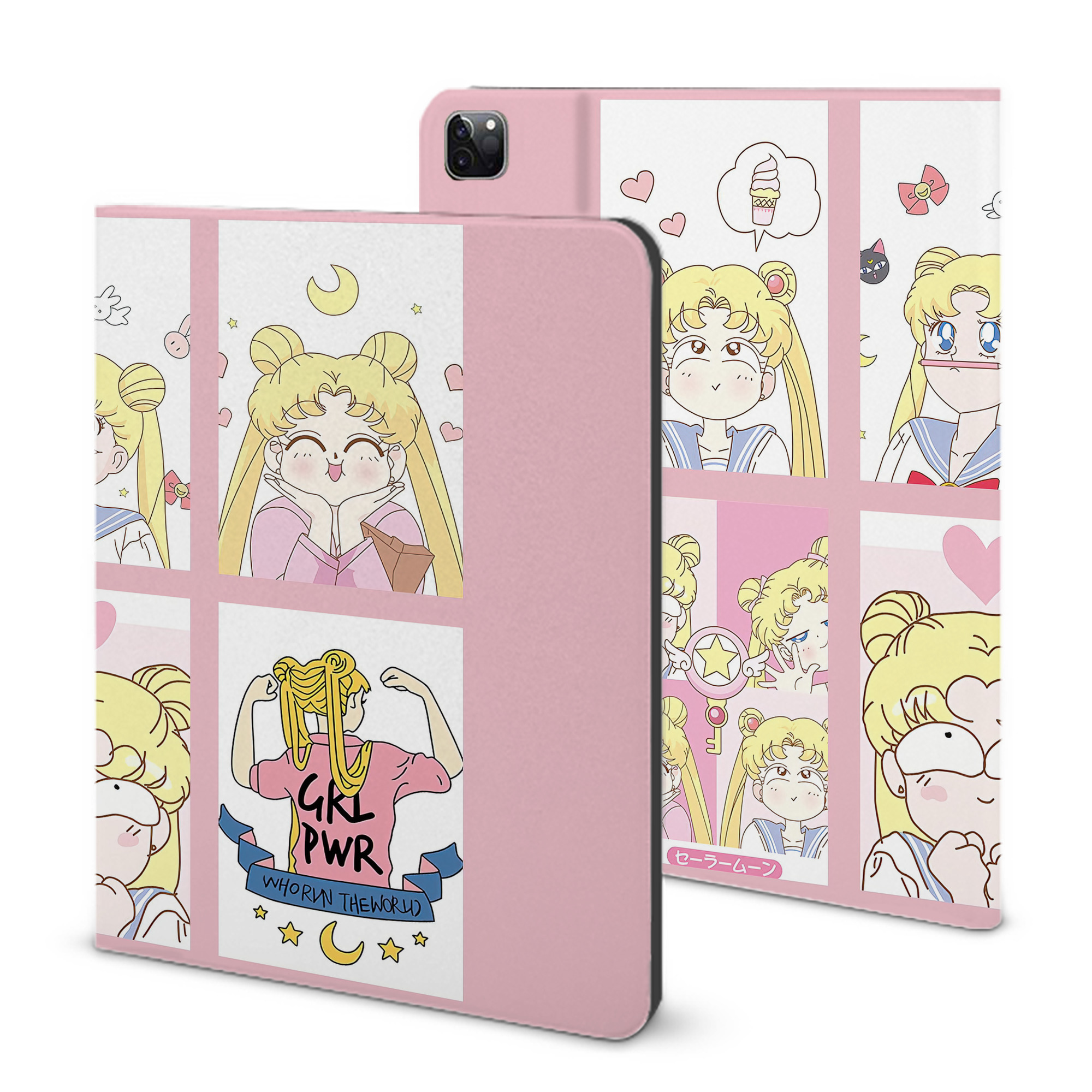 （画像用） 美少女戦士セーラームーン Sailor Moon IPad ケース ブック型 PUレザー TPU 耐衝撃 軽量 薄型 ペン収納なし 全面保護 IPad 各モデル対応